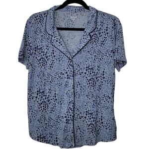 GAP Body TrueSleep Short Sleeve Sleep Shirt Blue Heart Print Women Sz XS